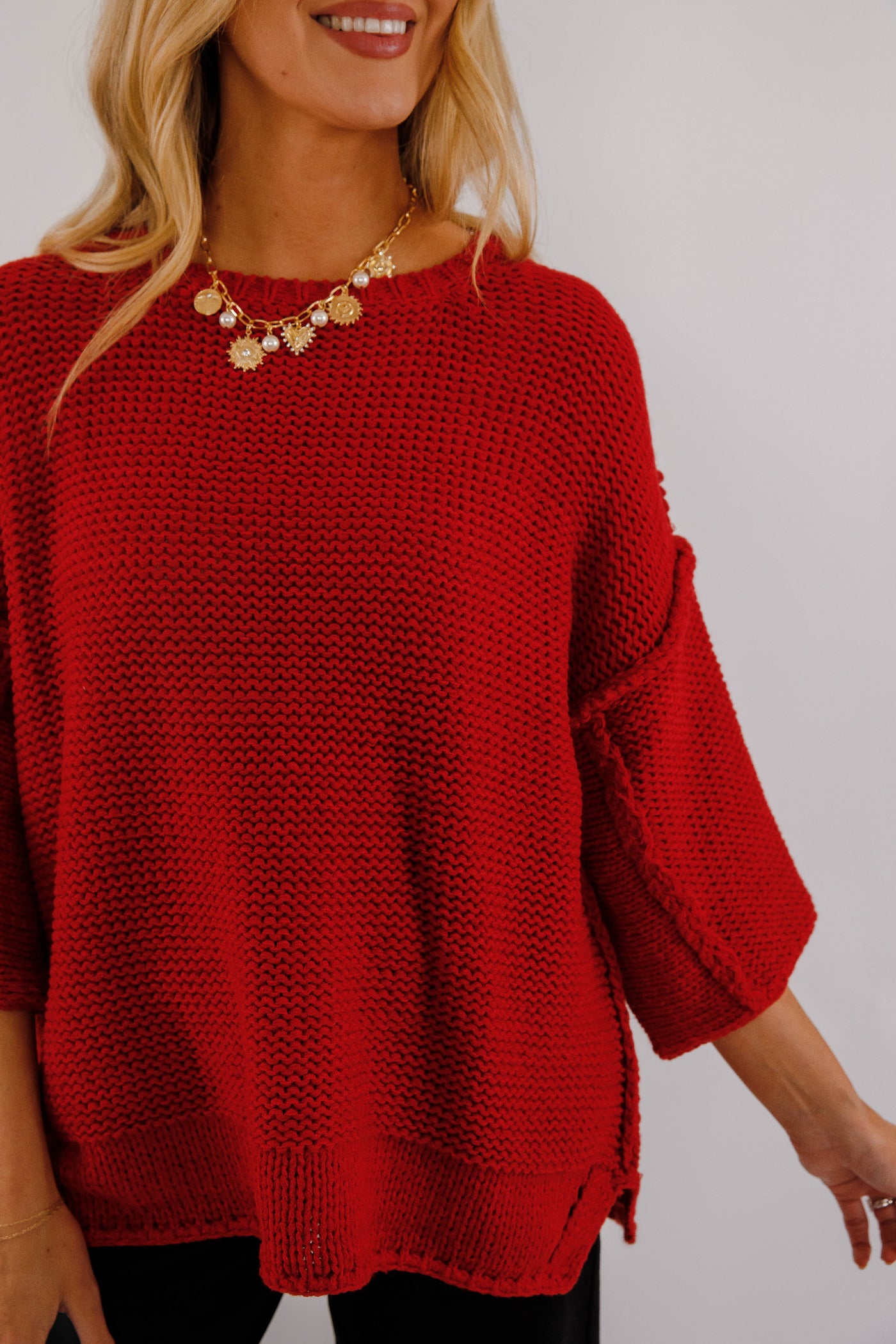 Switch In The Weather Sweater-Red