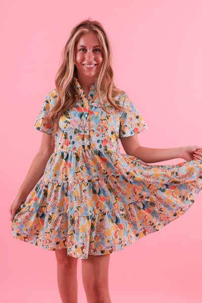 Women's Fruit Print Dress- European Vacation Dress- TCEC Dresses