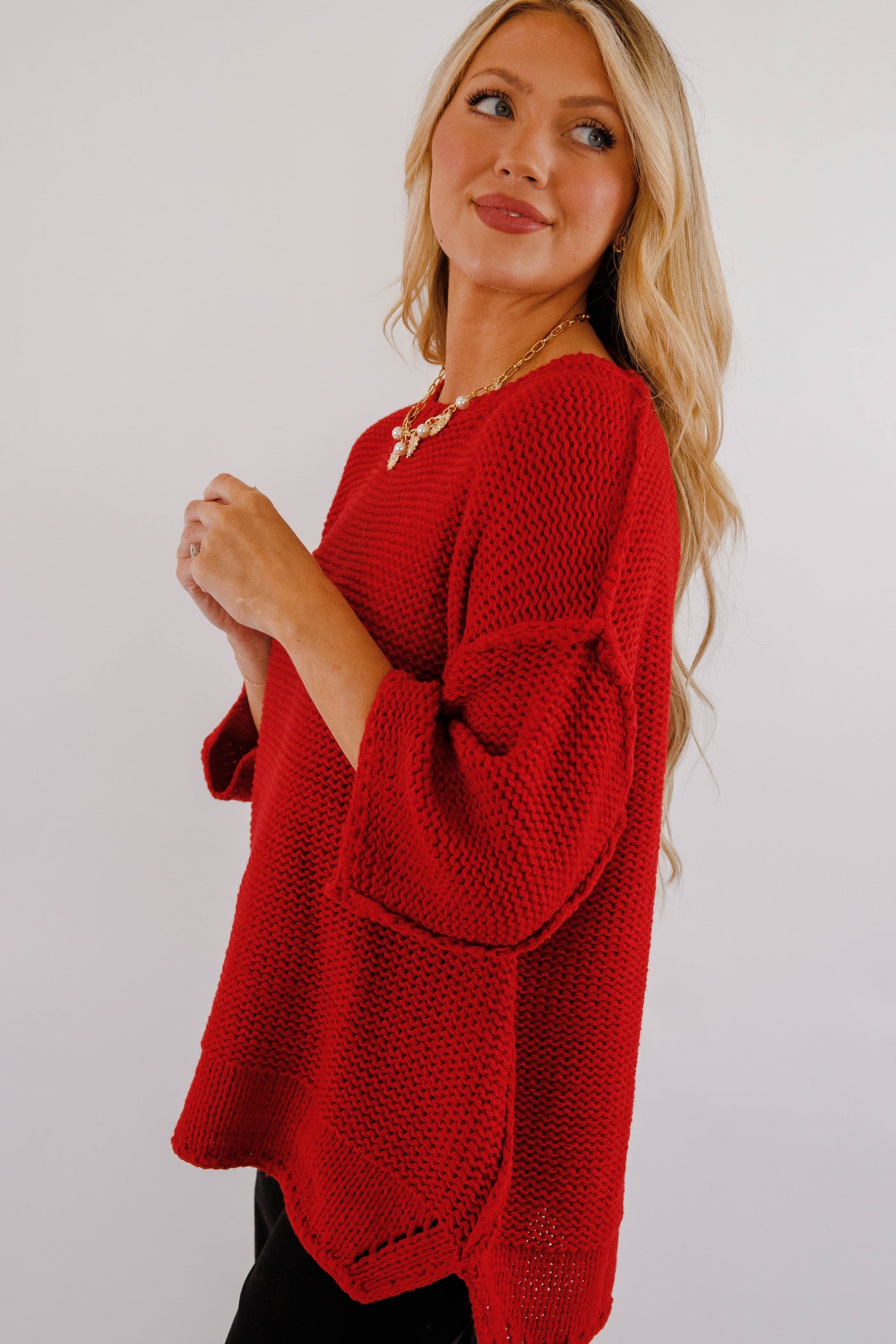 Switch In The Weather Sweater-Red
