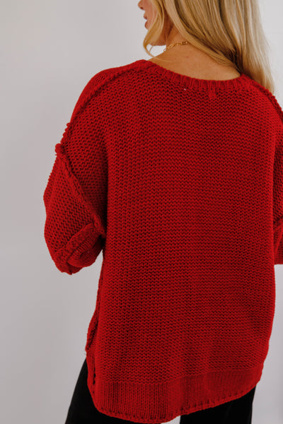 Switch In The Weather Sweater-Red