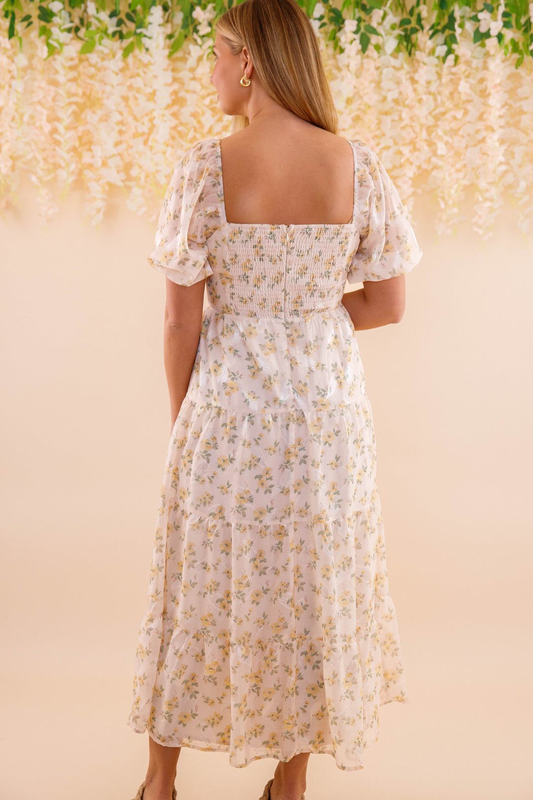 Women's Chiffon Midi Dress- Yellow Flower Print Dress- Women's Conservative Dresses – Juliana's Boutique Women's Chiffon Midi Dress- Yellow Flower Print Dress- Women's Conservative Dresses – Juliana's Boutique