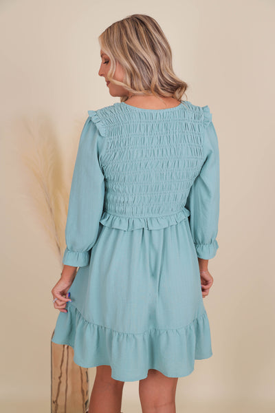 Smocked Bodice Dress- Women's Ruffle Dress- Women's Conservative Dresses