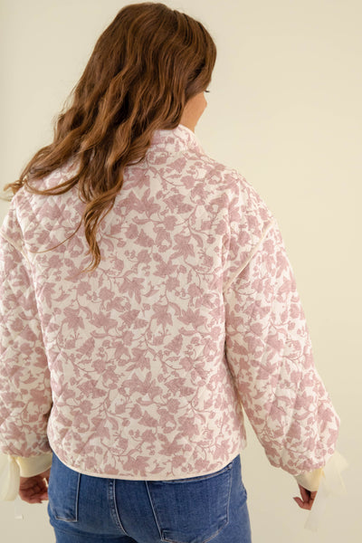 Floral Quilted Jacket- Women's Pink Quilted Jacket- &Merci Jackets