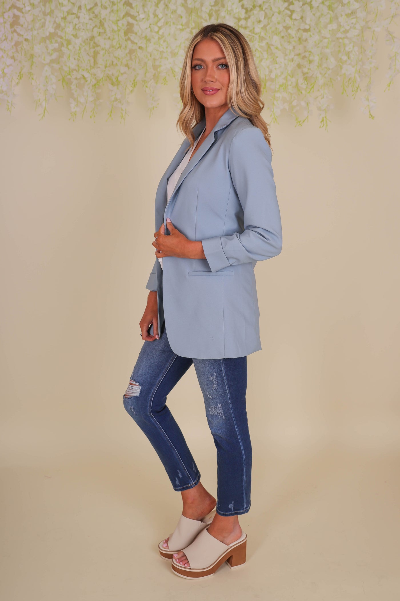Women's Blue Blazer- Fun Blue Blazer- Trendy Women's Blazer- Love Tree Blazer