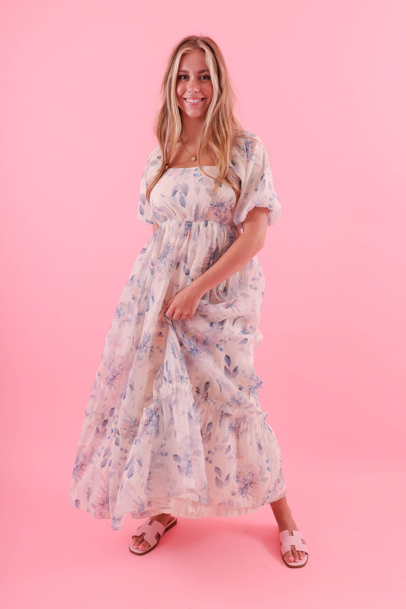 Watercolor Floral Print Maxi Dress- Women's Modest Dresses- Polagram Maxi Dress Small Watercolor Floral Print Maxi Dress- Women's Modest Dresses- Polagram Maxi Dress Small