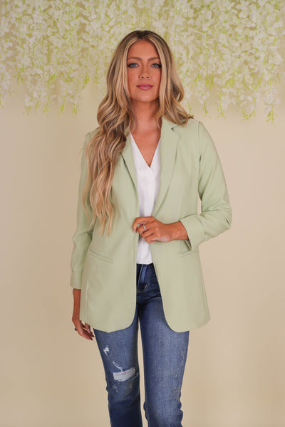 Women's Green Blazer- Fun Green Blazer- Trendy Women's Blazer- Love Tree Blazer