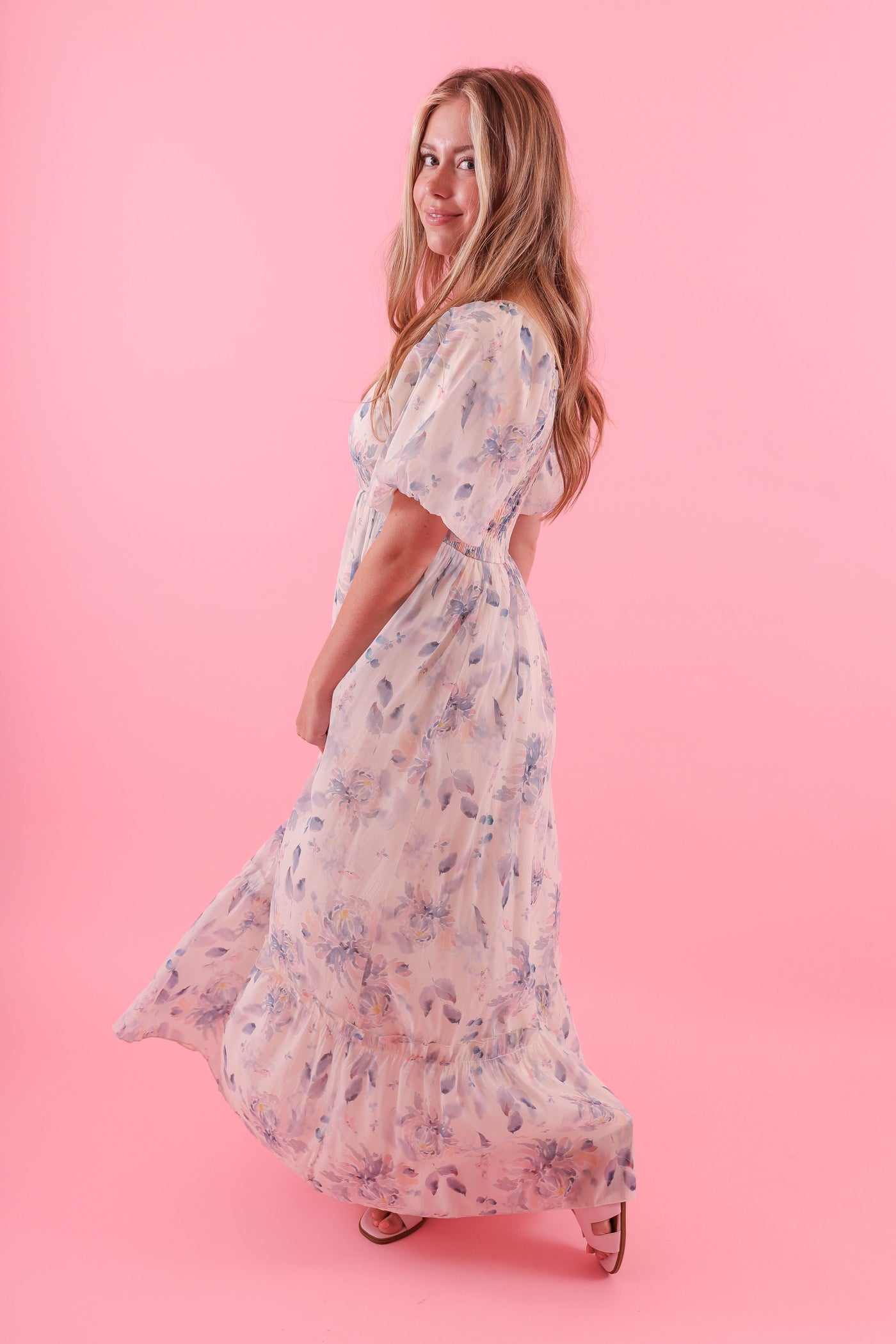 Watercolor Floral Print Maxi Dress- Women's Modest Dresses- Polagram Maxi Dress Small Watercolor Floral Print Maxi Dress- Women's Modest Dresses- Polagram Maxi Dress Small