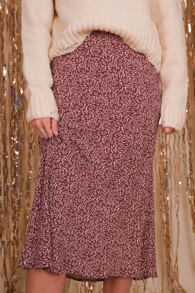 Women's Fall Midi Skirt- Women's Floral Print Midi Skirt