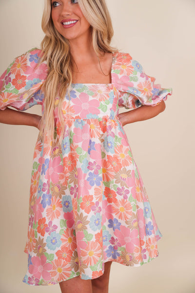 Colorful Babydoll Dress- Vintage Inspired Dress- Storia Dresses