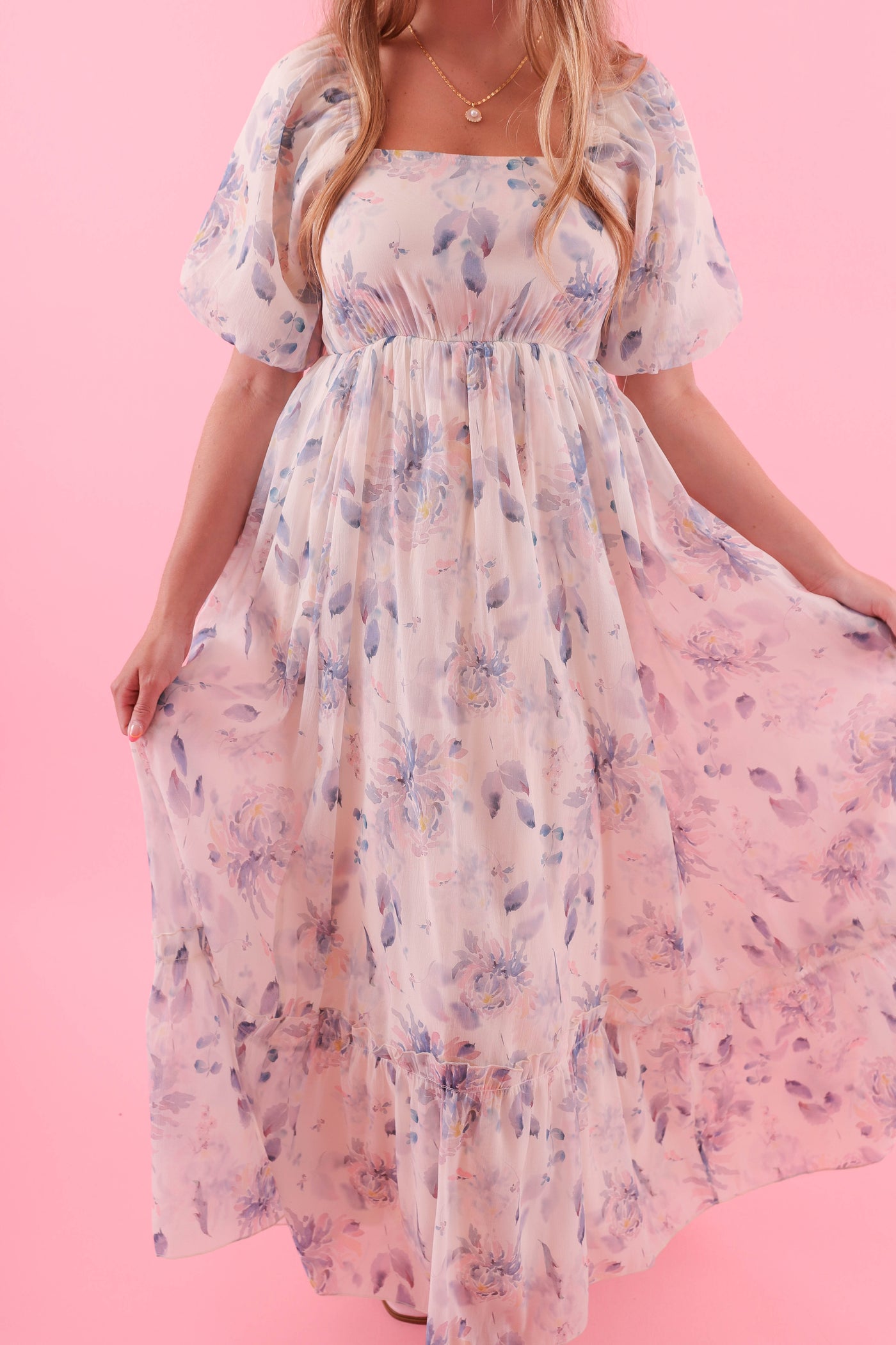 Watercolor Floral Print Maxi Dress- Women's Modest Dresses- Polagram Maxi Dress Small Watercolor Floral Print Maxi Dress- Women's Modest Dresses- Polagram Maxi Dress Small