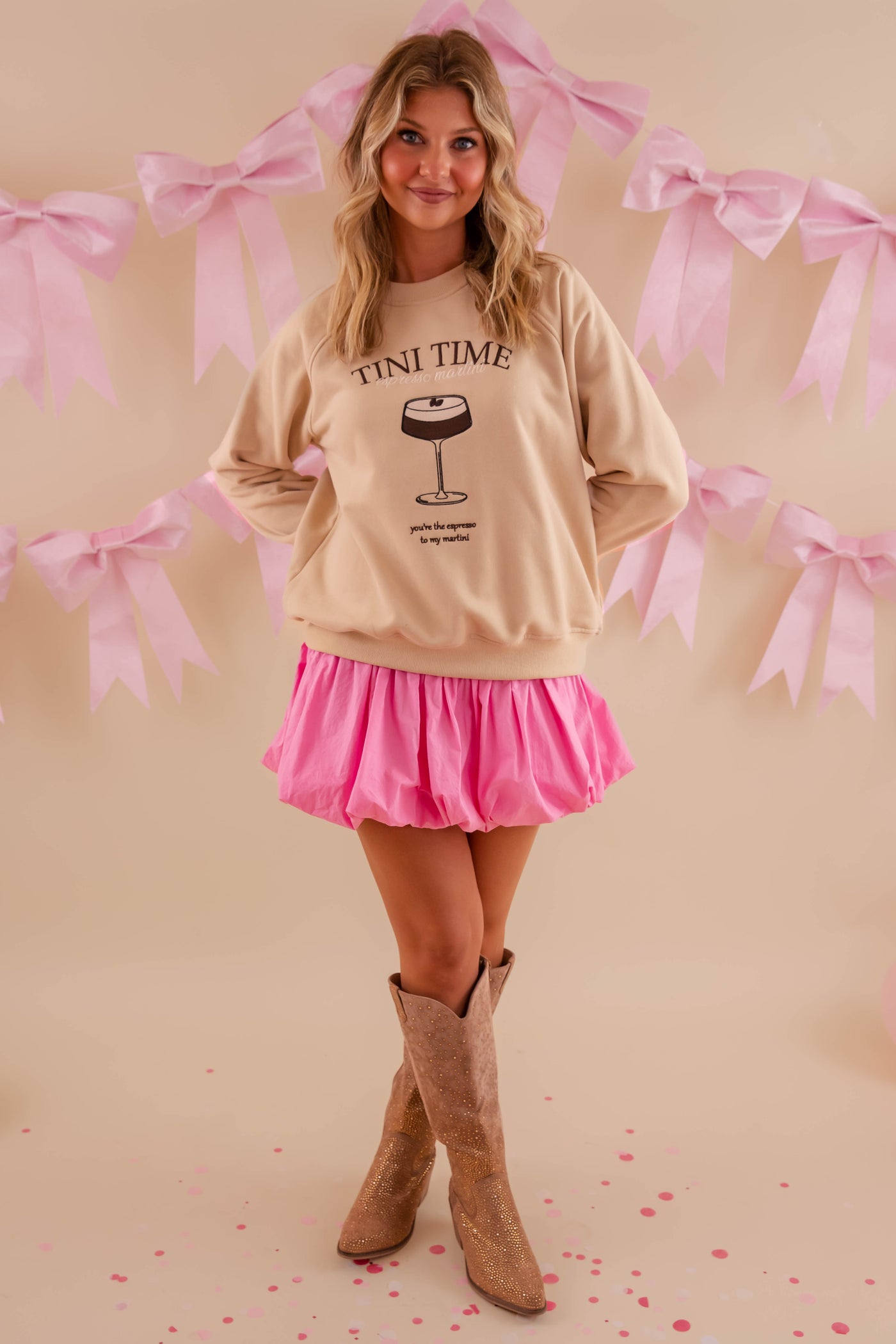 Embroidered Tini Time Pullover- Embroidered Martini Sweatshirt