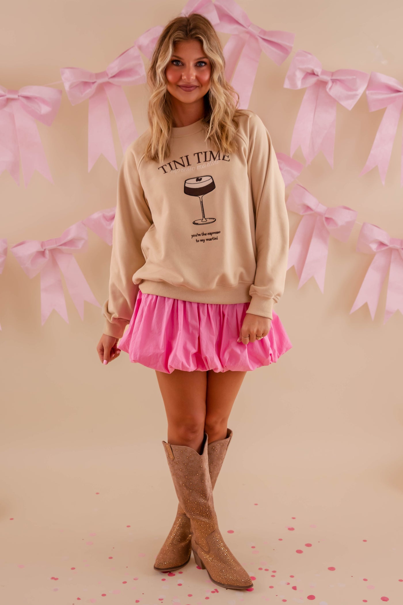 Embroidered Tini Time Pullover- Embroidered Martini Sweatshirt