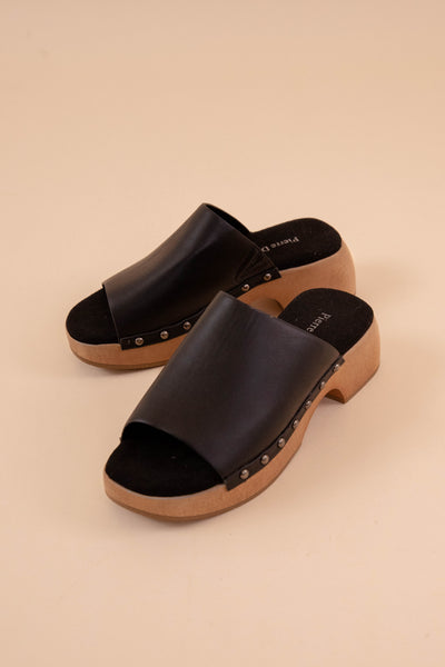 Women's Black Mules- Trendy Mule Sandals- Pierre Dumas Black Clogs