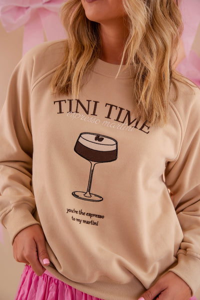 Embroidered Tini Time Pullover- Embroidered Martini Sweatshirt