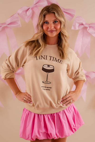 Embroidered Tini Time Pullover- Embroidered Martini Sweatshirt