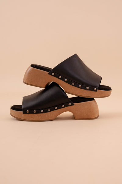 Women's Black Mules- Trendy Mule Sandals- Pierre Dumas Black Clogs