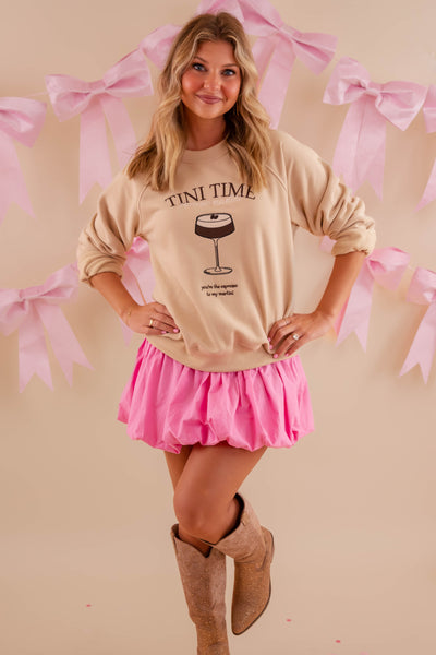 Embroidered Tini Time Pullover- Embroidered Martini Sweatshirt