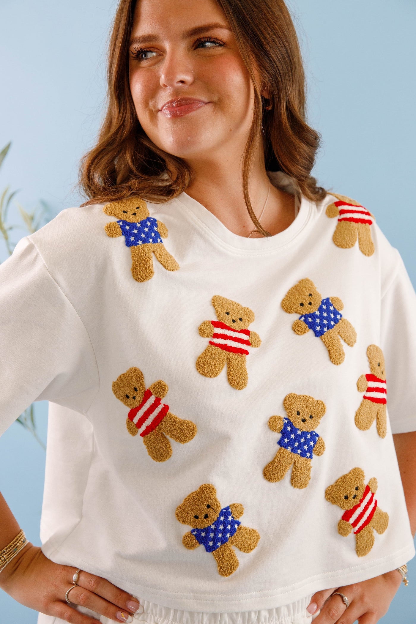 Women's Cotton Teddybear Top- Embroidered Teddybear Top for Women