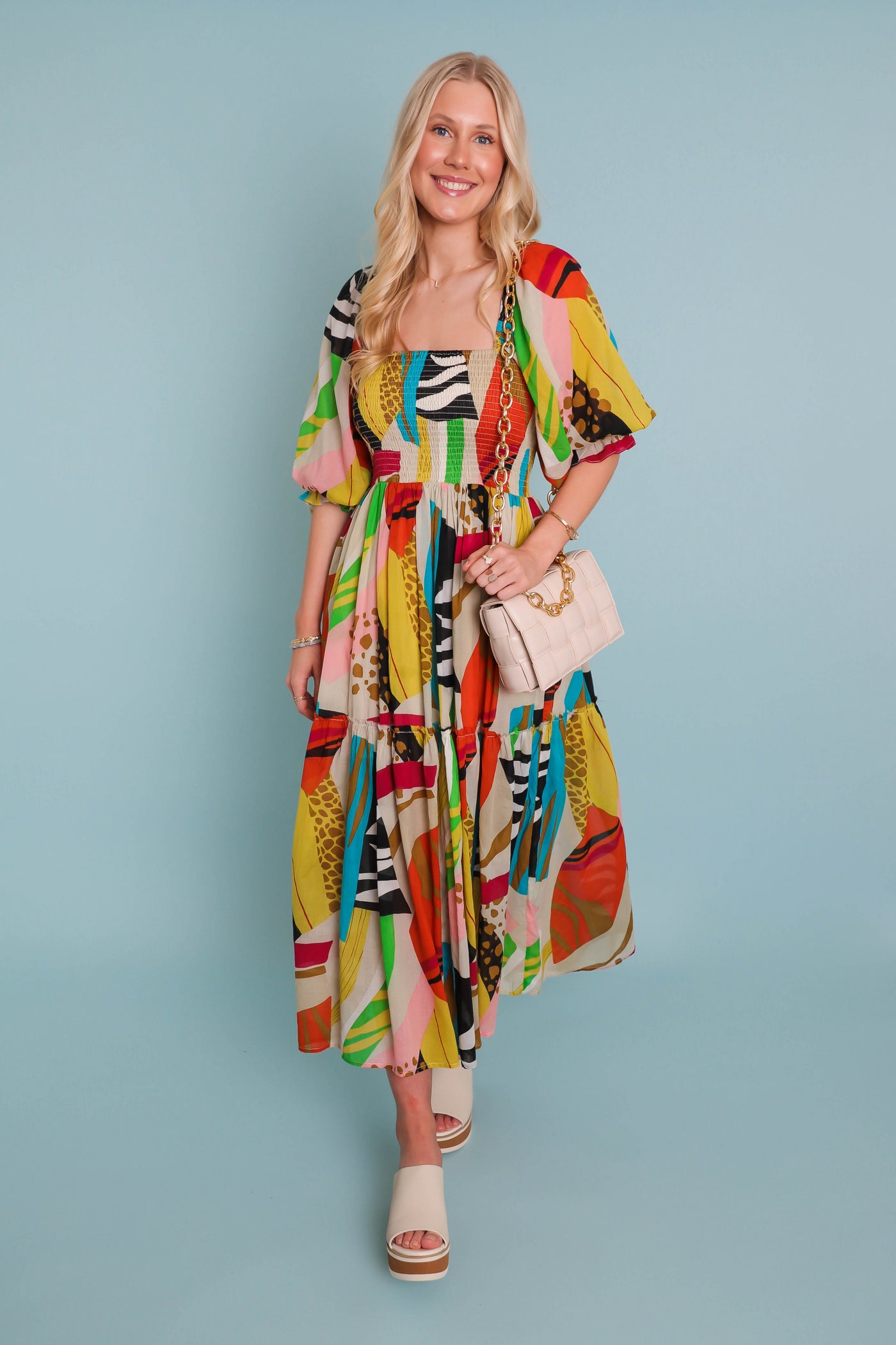 Abstract Midi Dress- Women's Anthro Dupe Dress- FATE Midi Dresses