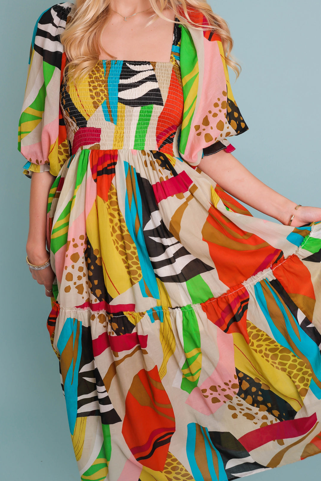 Abstract Midi Dress- Women's Anthro Dupe Dress- FATE Midi Dresses –  Juliana's Boutique