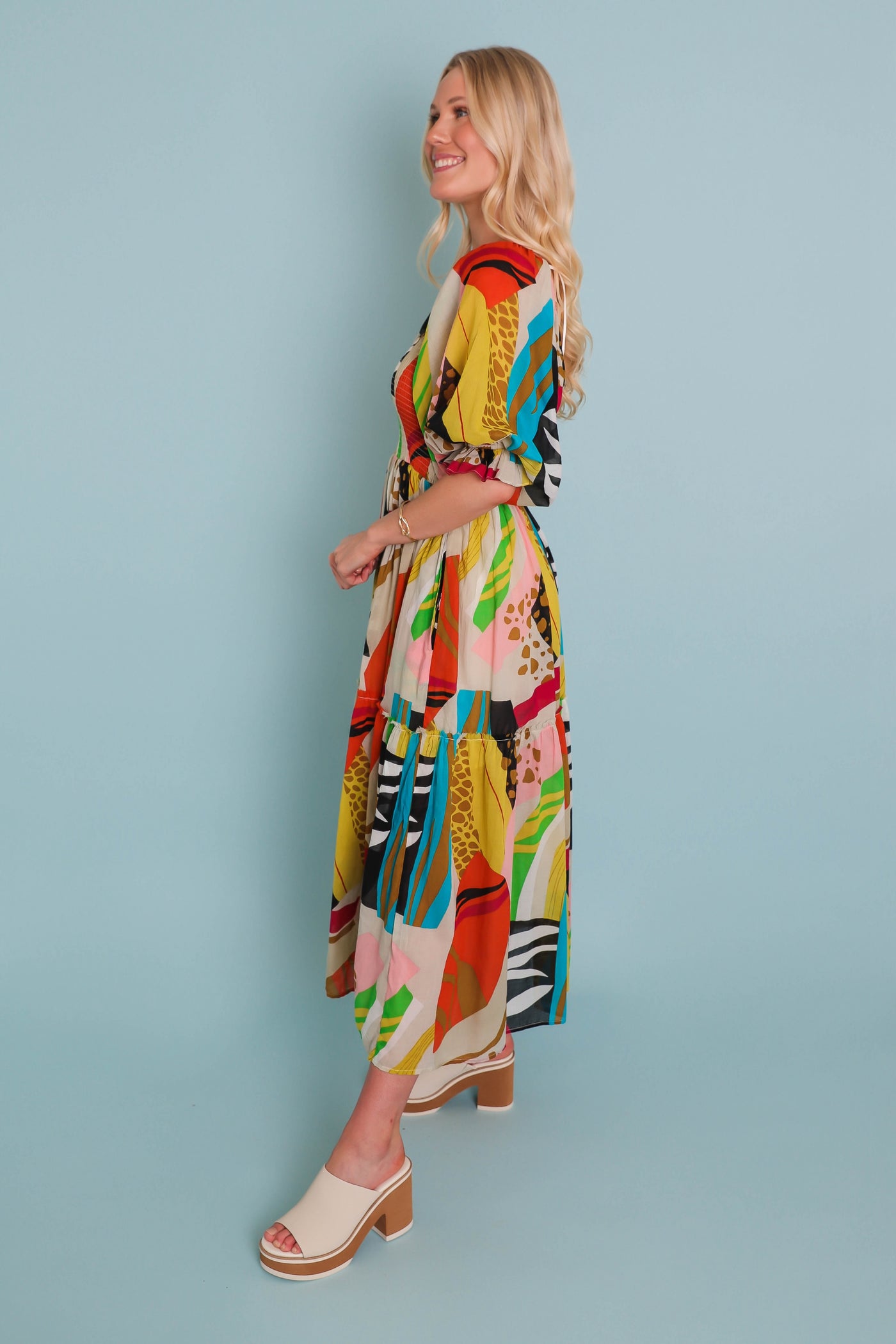 Abstract Midi Dress- Women's Anthro Dupe Dress- FATE Midi Dresses