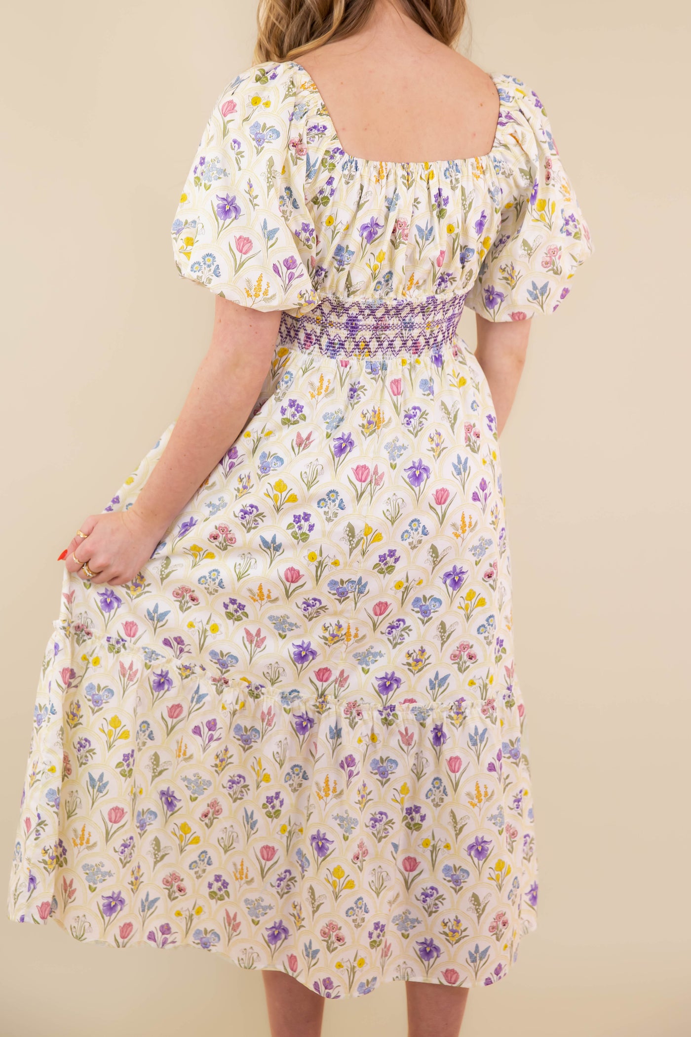 Floral Print Midi Dress- Women's Flower Print Dress- Entro Dresses