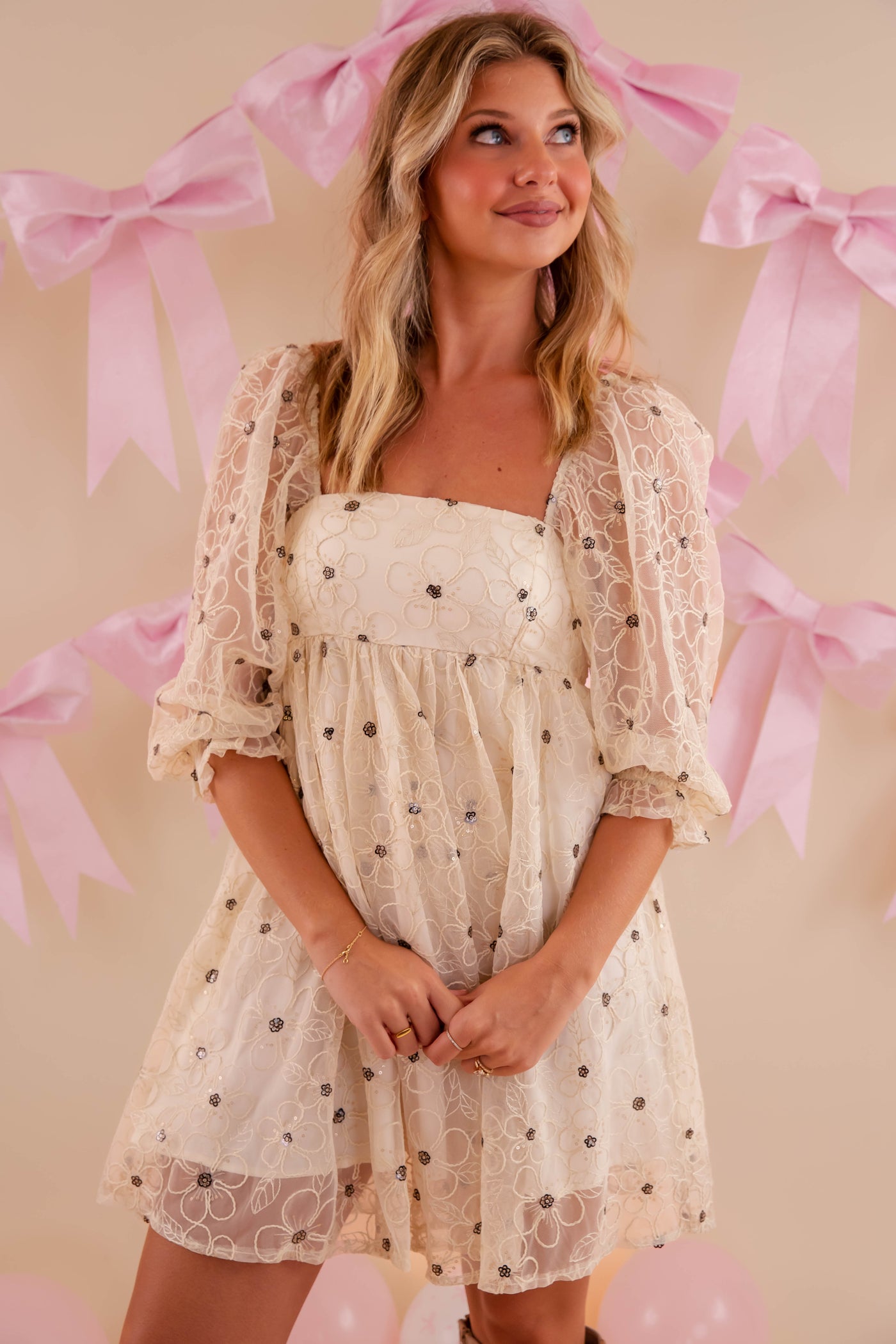 Women's Sequin Babydoll Dress- Women's Fun Party Dresses- Storia Sequin Dress