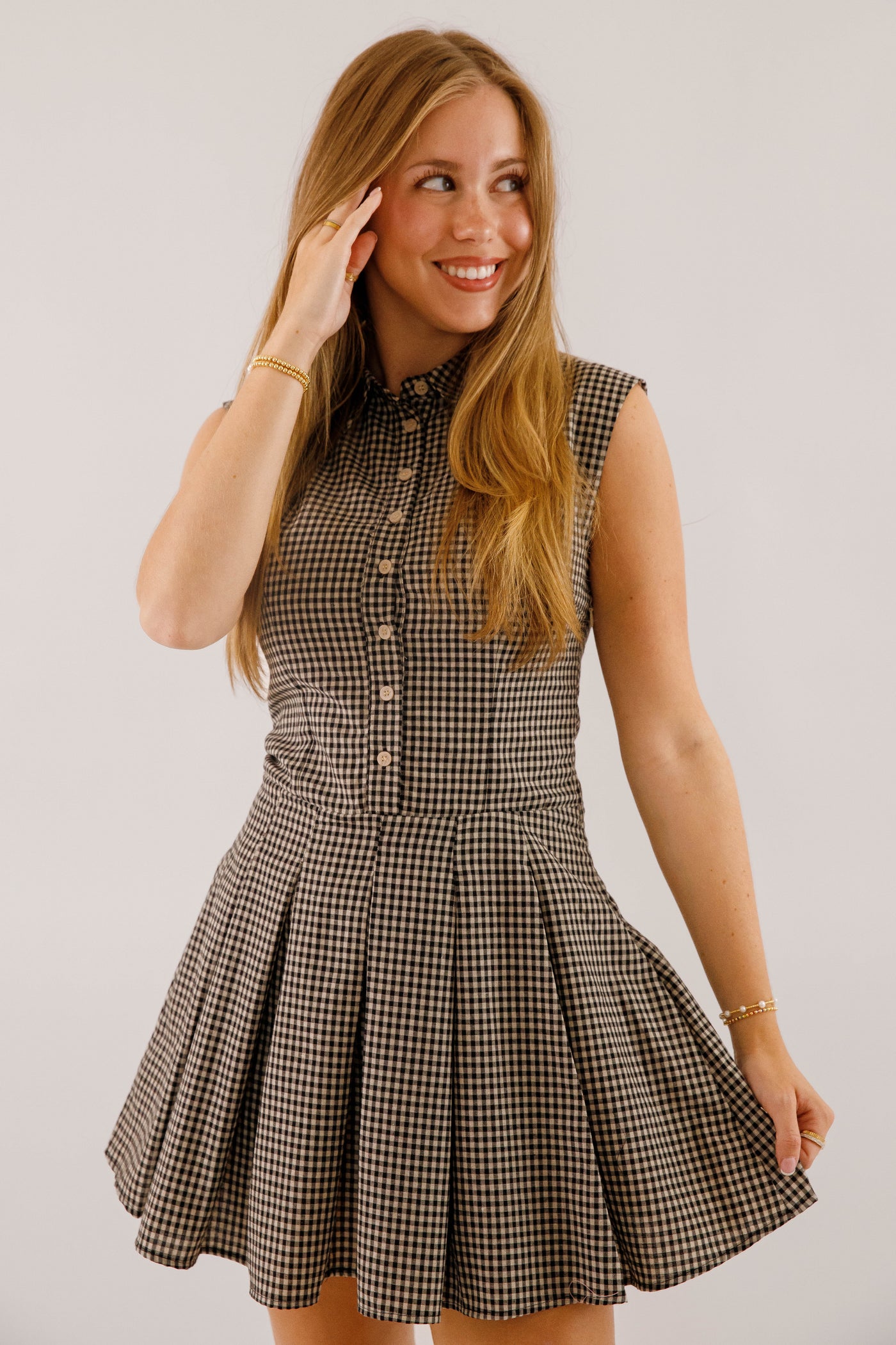 fall dress women Black & Taupe Gingham Mini Dress- Women's Fall Dresses – Juliana's Boutique
