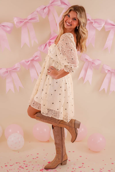 Women's Sequin Babydoll Dress- Women's Fun Party Dresses- Storia Sequin Dress