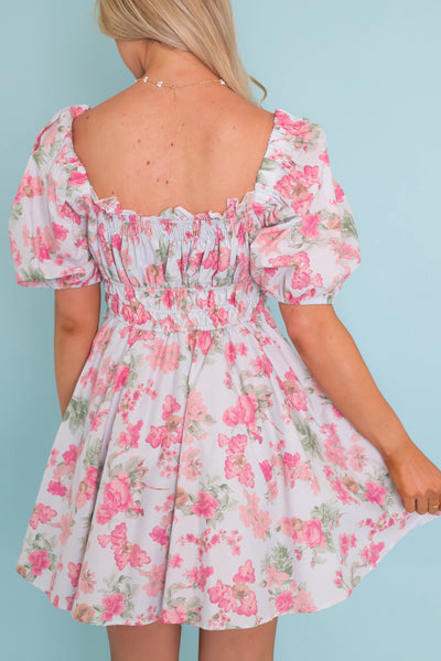 Women's Pleated Tulle Dress- Women's Girly Spring Dresses- &Merci Floral Tulle Dress