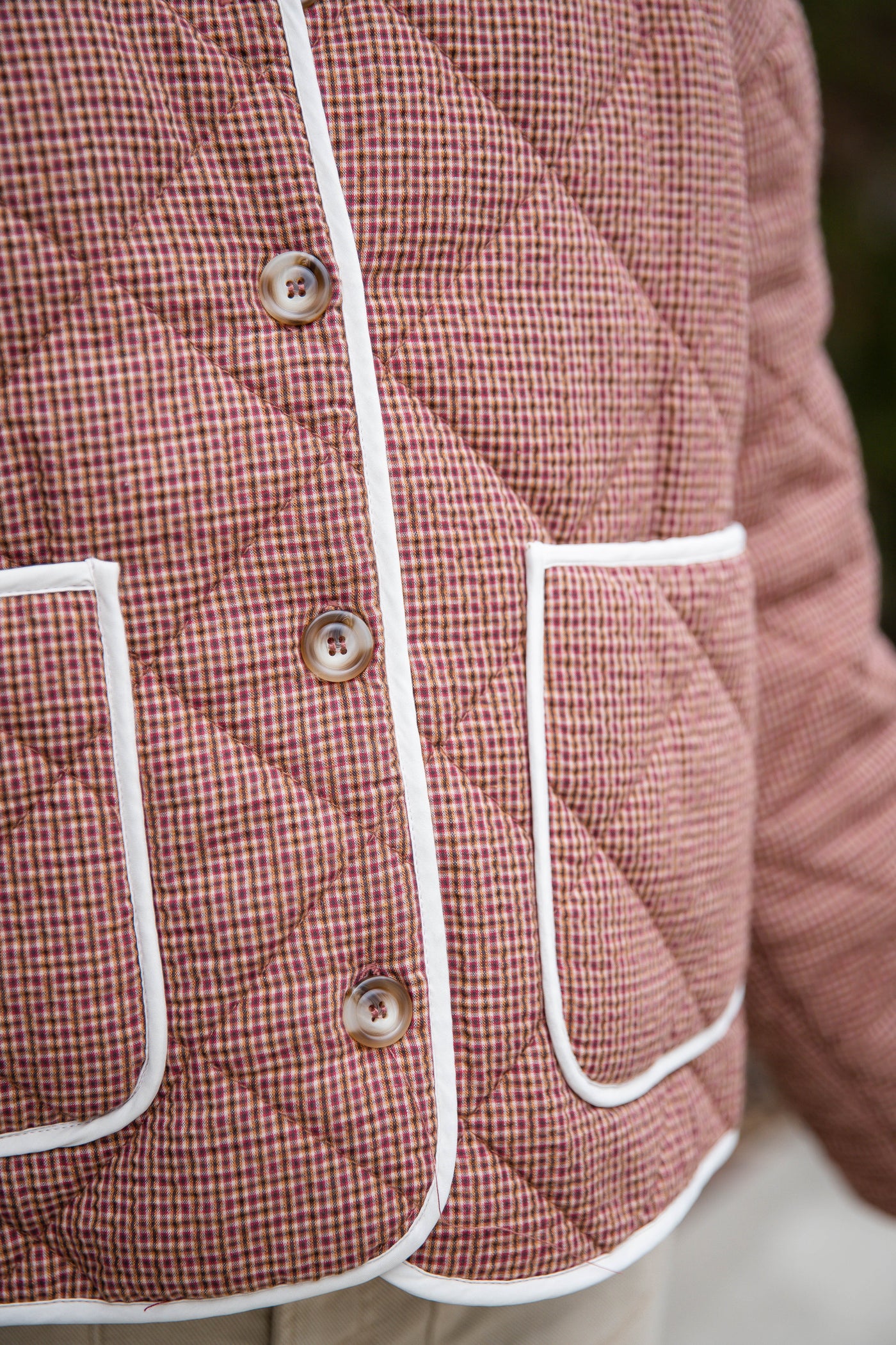 Women’s Quilted Jacket- Micro Plaid Jacket for Women- Lightweight Fall Coat