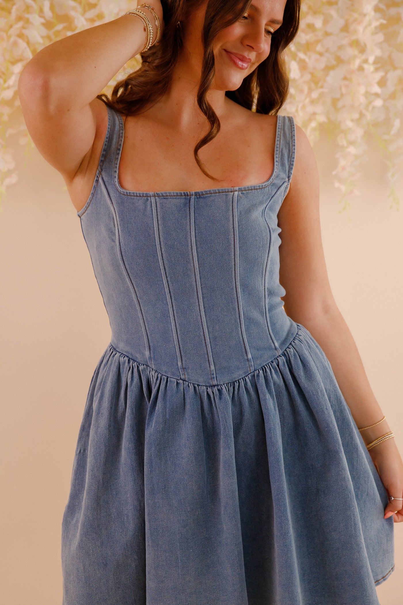 Corset Style Denim Mini Dress- Women's Denim Dress- Women's Concert Dresses Small