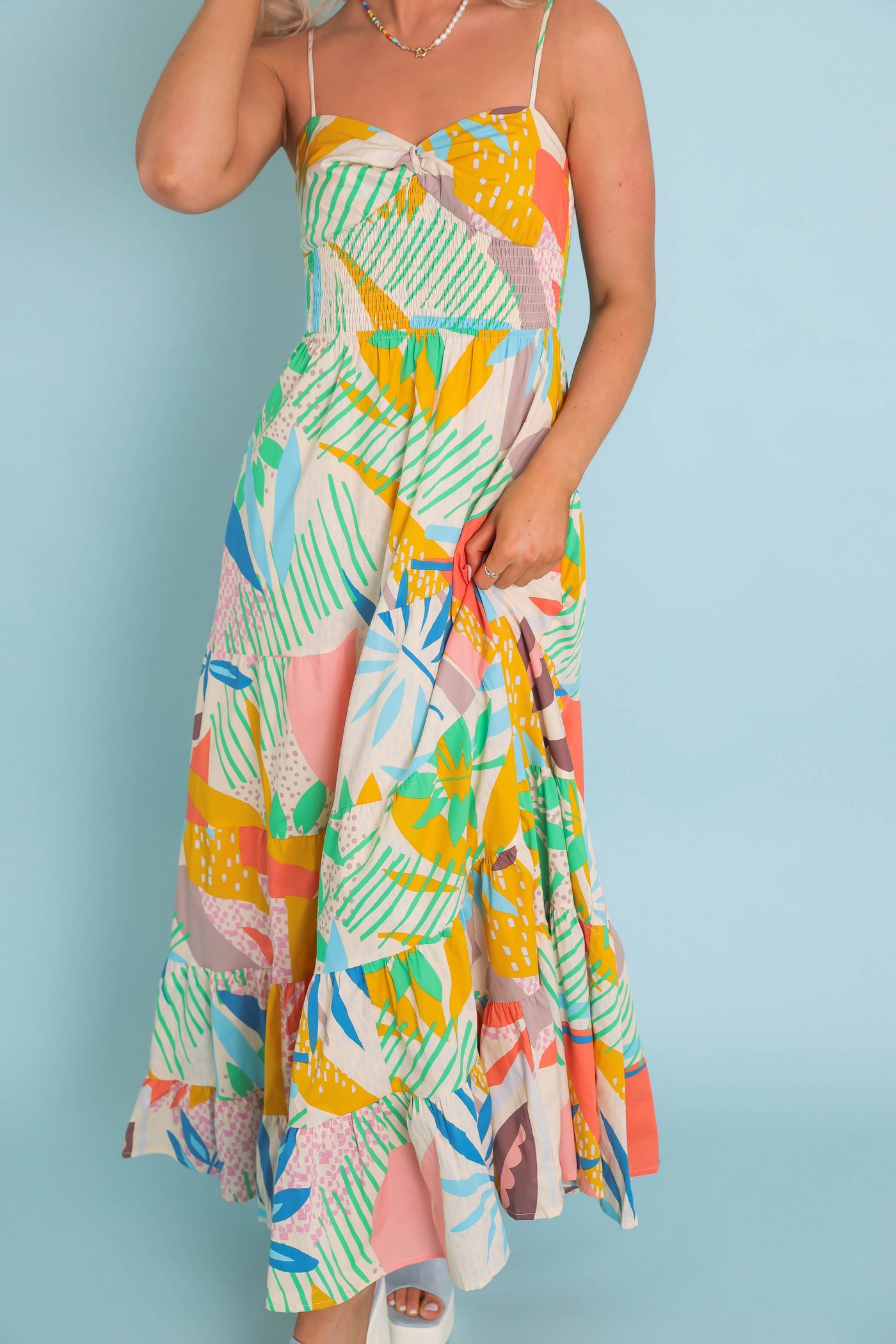 Women's Tropical Print Maxi Dress- Women's Colorful Vacation Dresses- FATE Maxi Print Dress