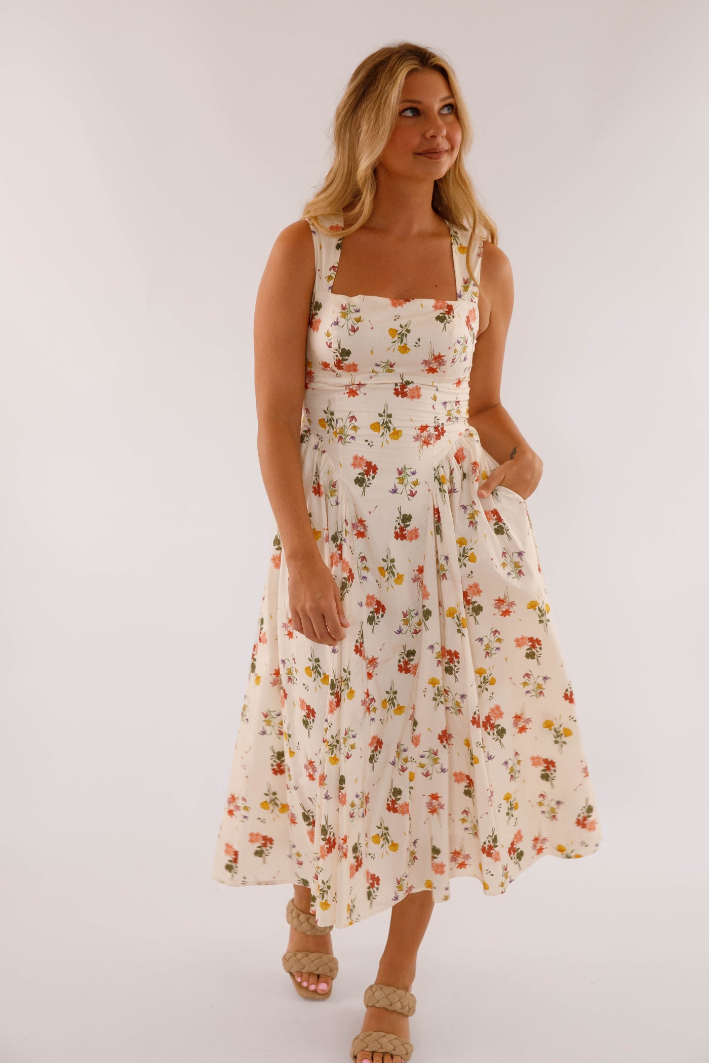 Drop Waist Midi Dress- Women's Floral Print Midi- Vintage Inspired Dresses Juliana's Boutique Drop Waist Midi Dress- Women's Floral Print Midi- Vintage Inspired Dresses Juliana's Boutique