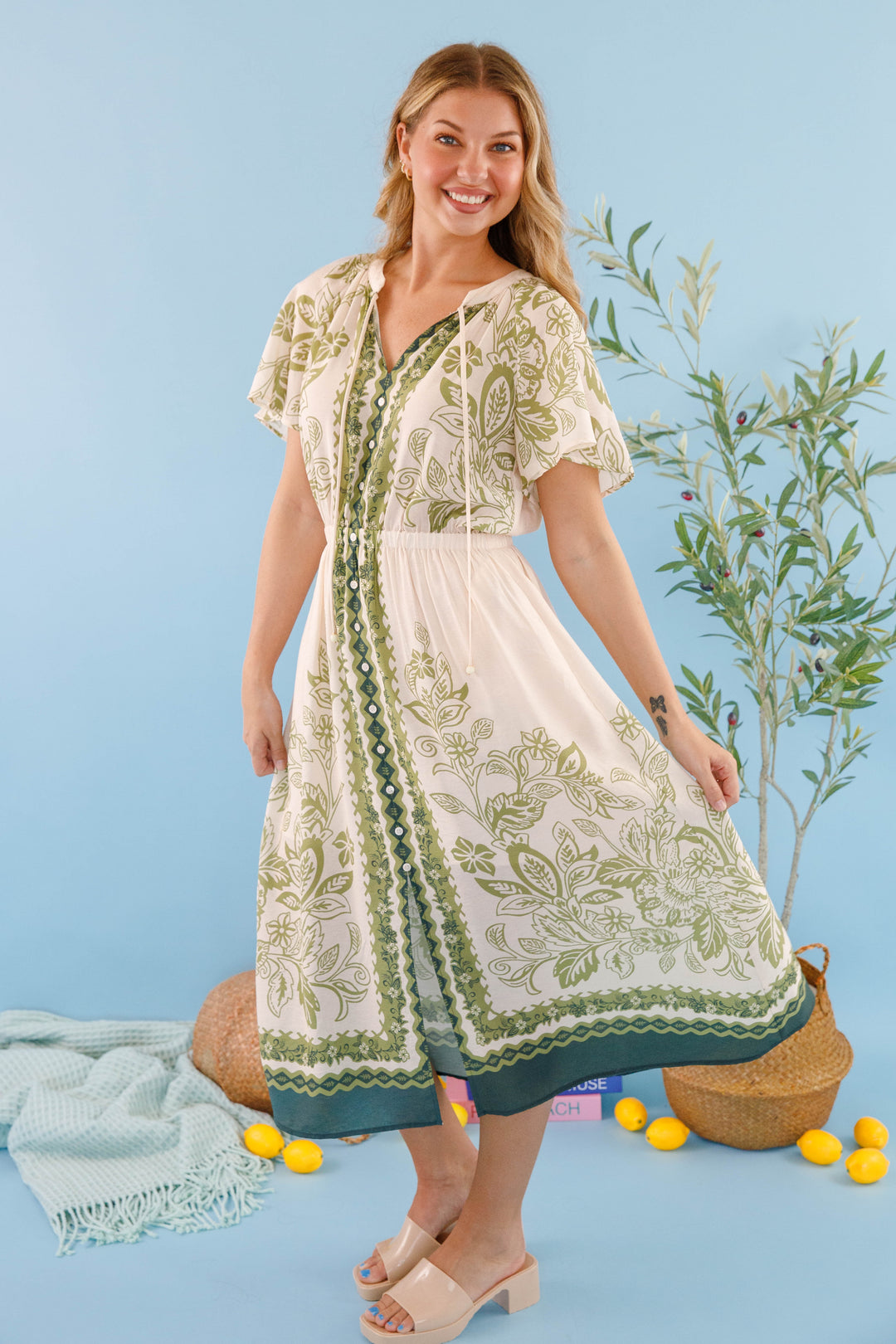 Women's Neutral Boho Dress- Women's Lightweight Summer Dress- Skies Are  Blue Midi Dress – Juliana's Boutique