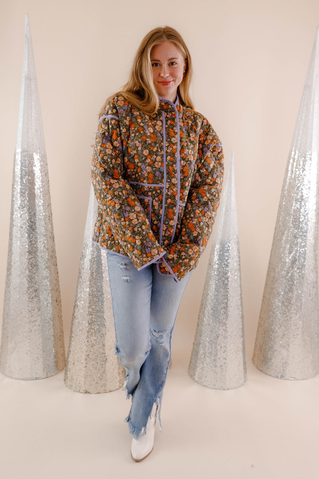 ☆人気☆【LOOM LOOM】☆QUILTING COAT (flower line)☆ Floral Quilted Jacket- Women's Cotton Quilted Jacket- In