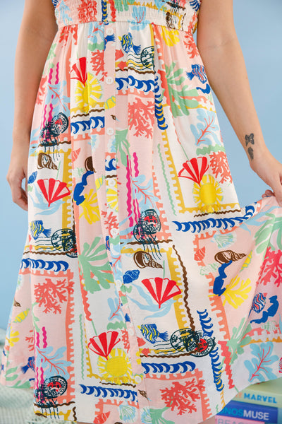 Vibrant Beach Print Dress- Women's Vacation Dress- Umgee Beach Dress