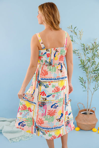 Vibrant Beach Print Dress- Women's Vacation Dress- Umgee Beach Dress