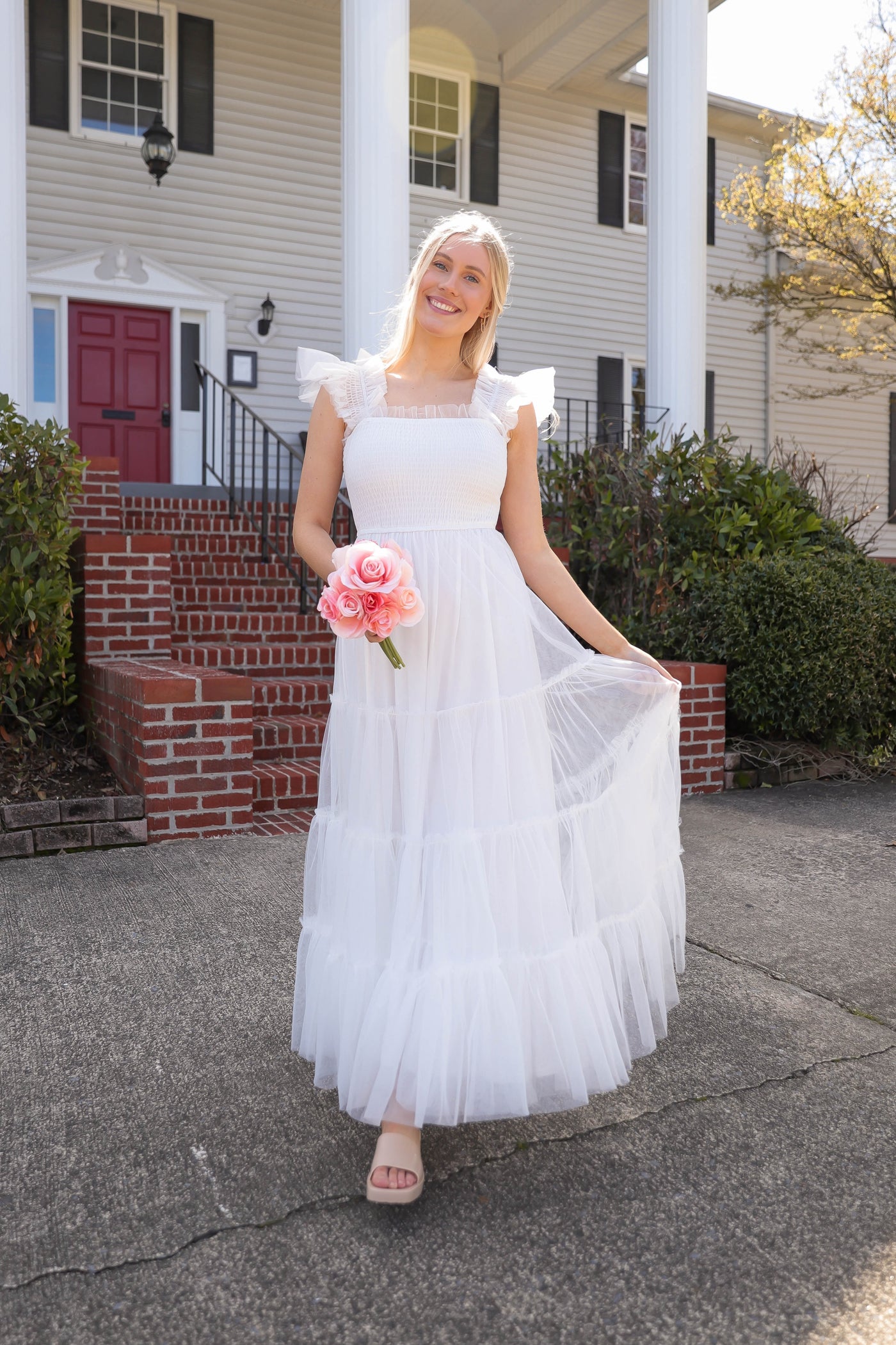 white tulle dress Exclusive Mini - Imported. White tulle sequin long prom