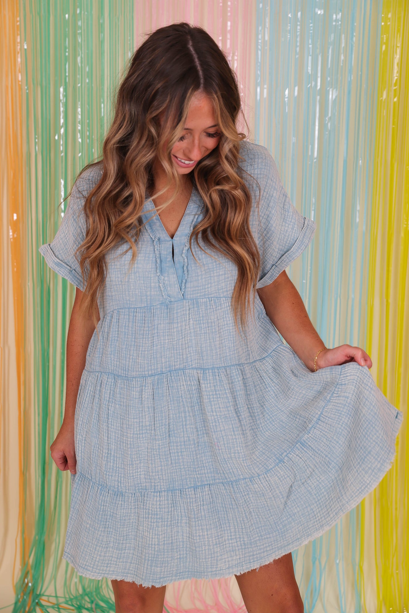 Mineral Wash Tiered Dress- Women's Oversized Dresses- Umgee Mineral Wash Tunic