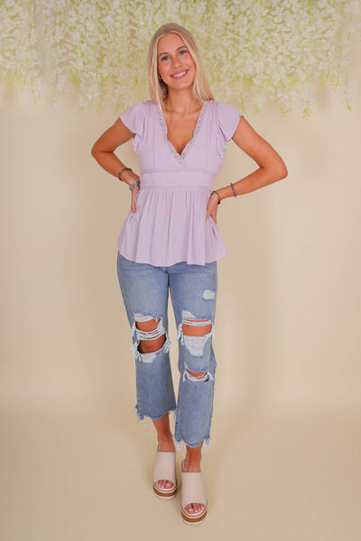 Women's Pretty Lace Top- Free People Dupe Top- In Loom Tops