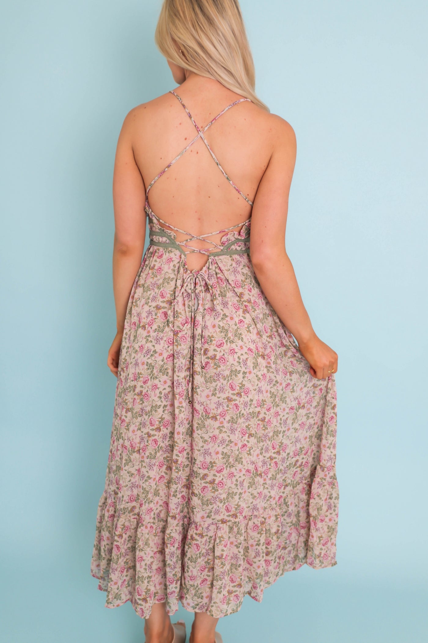 Vintage Petite Rose Lace Trim Midi Dress- Dress Forum Midi Dress