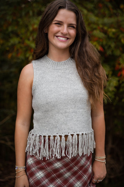 Not Superstitious Fringe Sweater