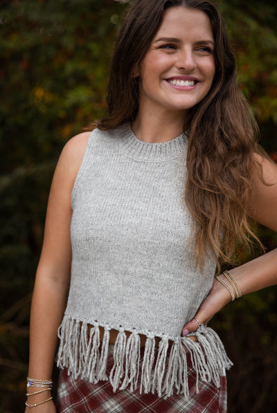 Not Superstitious Fringe Sweater