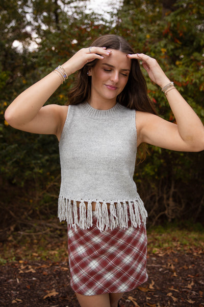 Not Superstitious Fringe Sweater