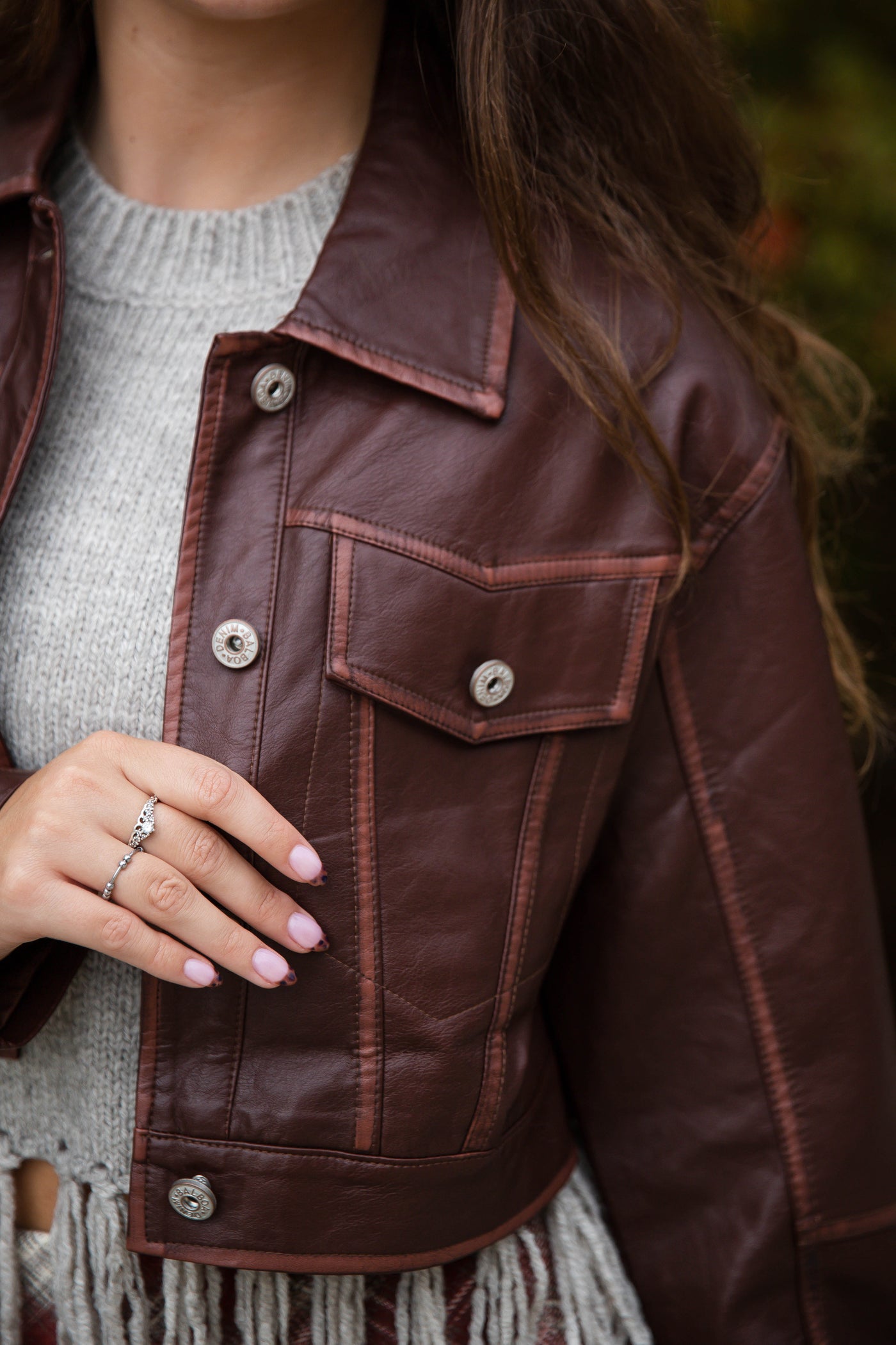 Women's Faux Leather Cropped Jacket- Brown Fall Jacket for Women- Affordable Faux Leather Jackets