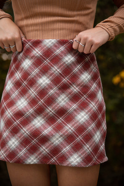 Maroon Plaid Mini Skirt- Women's Plaid Fall Skirt- Women's Preppy Fall Outfits