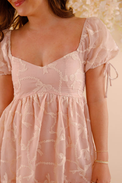 Cute Blush Pink Bow Dress- Women's Ruffle Bow Dress- Pink Mable Dress