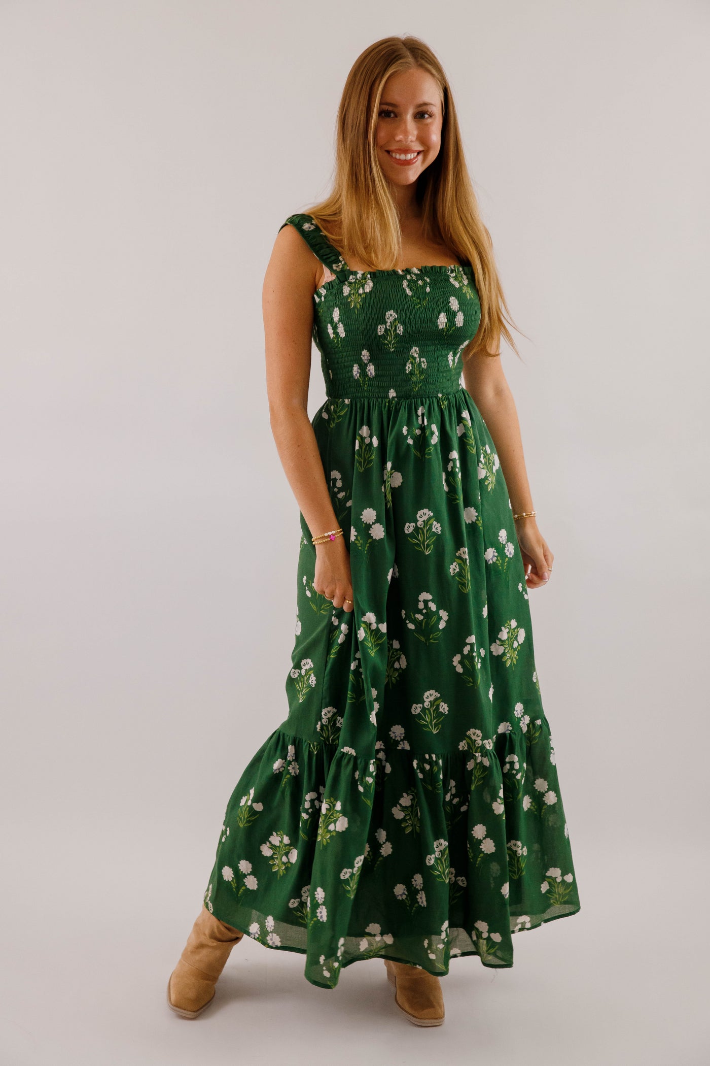 sugarlips green dress NWT Sugarlips Green Lori Floral Denni Smocked Midi Dress Baltic Born Size Small
