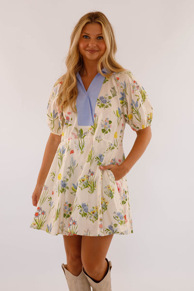 Jacquard Floral Design Dress- Women's Cotton Dress- Entro Flower Dress